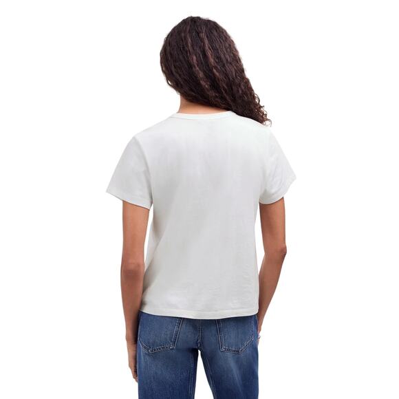 Madewell NWT White Cotton Crewneck Tee Shirt L | Classic Layering Top - Picture 3 of 8